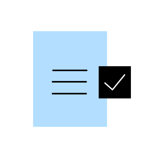 Document with text lines and a bold checkmark, symbolising completion and fewer revisions.