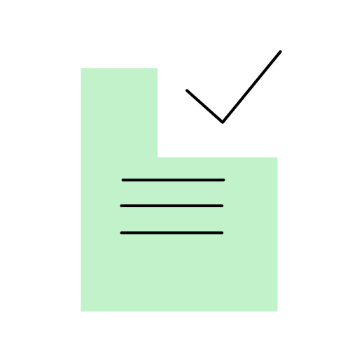 Icon showing structured content with a checkmark representing message clarity and alignment.