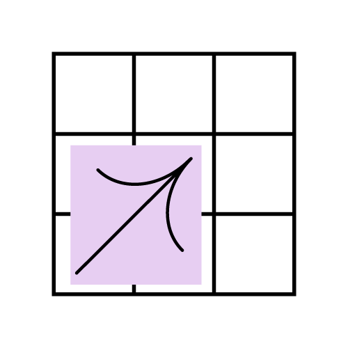 Icon of a grid with an arrow overlay, symbolising consistent communication and direction.